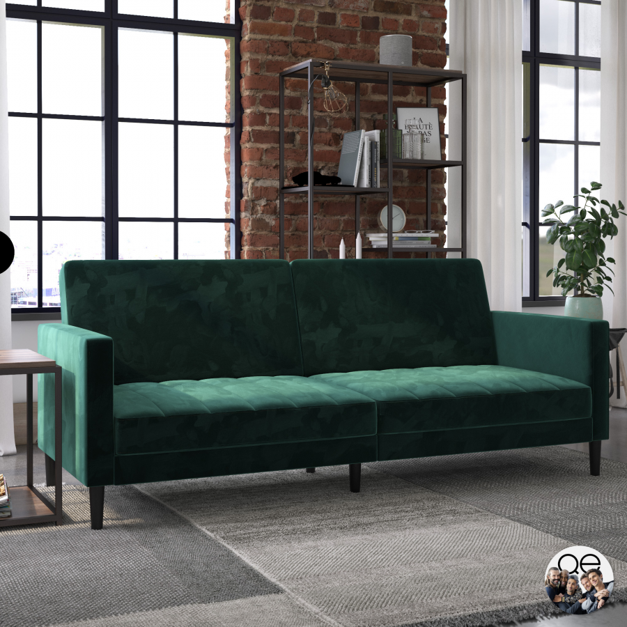 Liam Green Velvet Futon Sofa